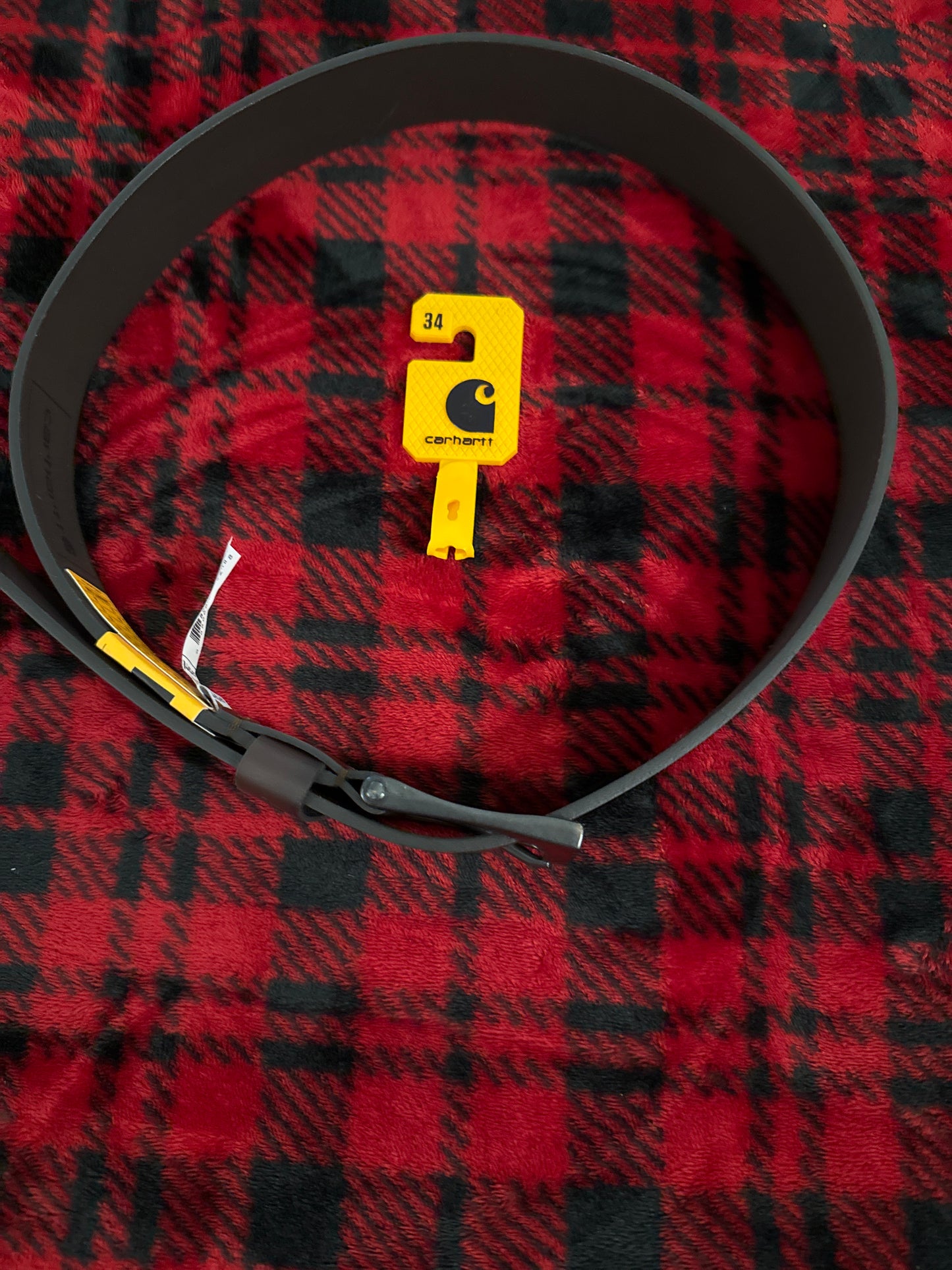 Men’s Burnished Leather Box Buckle Belt Size 34