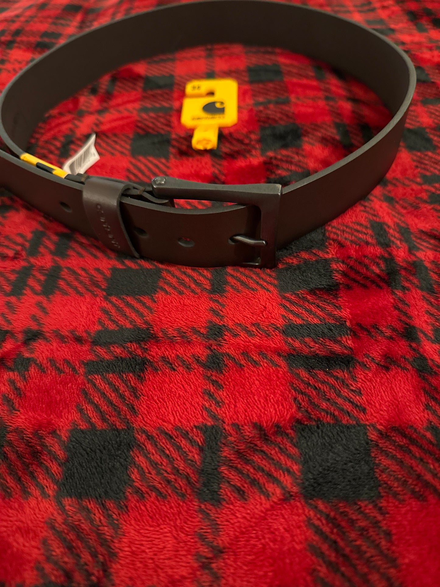 Men’s Burnished Leather Box Buckle Belt Size 34