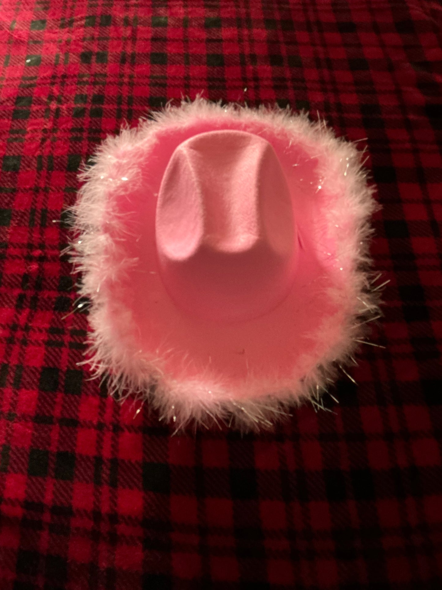 Pink Cowgirl hat with fuzzy trim