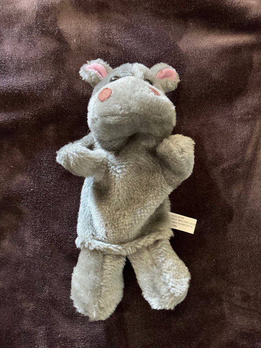 Gray Hippopotamus Plush Hand Puppet Toy